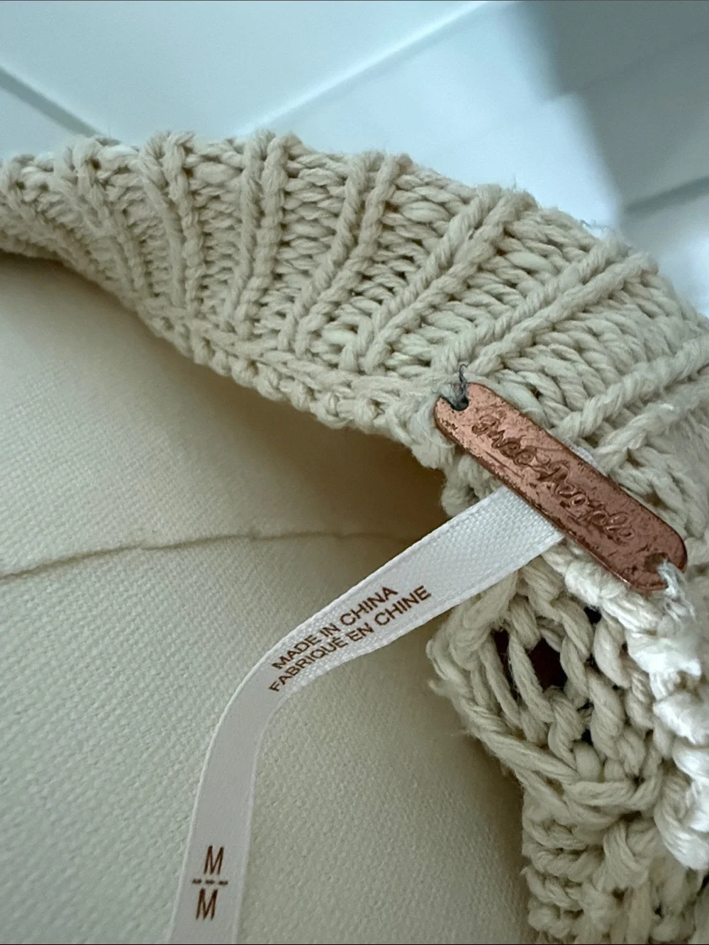Free People Chunky Cable Knit Crew Sweater - Cream
